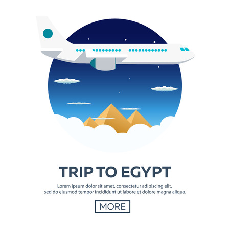Trip to Egypt. Travelling illustration. Modern flat design. Time to travelのイラスト素材