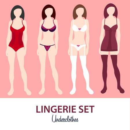 Fashion lingerie set. Underclothes. Girl in lingerieのイラスト素材