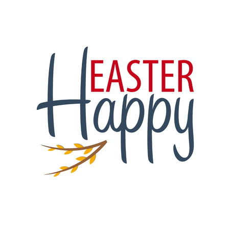Happy Easter banner. Text with willow. Vector illustrationのイラスト素材