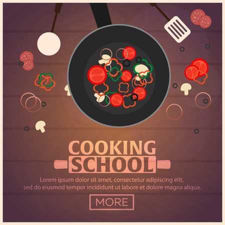 Cooking school, courses. Culinary class vector illustrationのイラスト素材