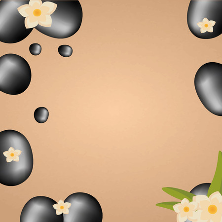 Spa salon banner with stones. Thai Massage. Wood textureのイラスト素材