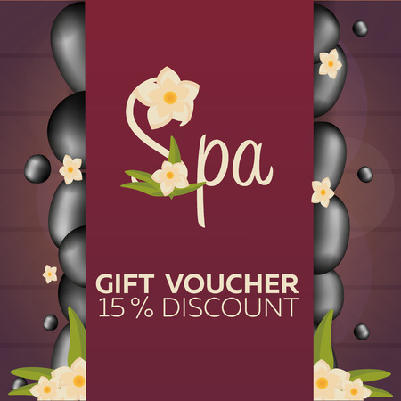 Spa salon gift certificate. Wood texture. Vector illustrationのイラスト素材