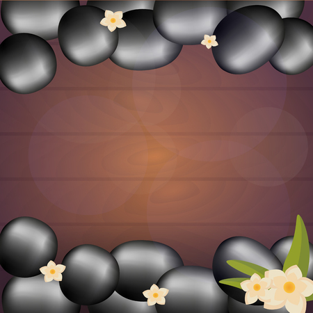 Spa salon banner with stones. Thai Massage. Wood textureのイラスト素材