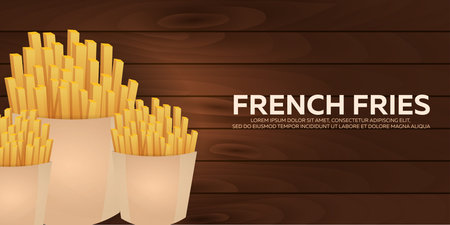 French Fries banner. Fast food restaurant. Vector illustrationのイラスト素材
