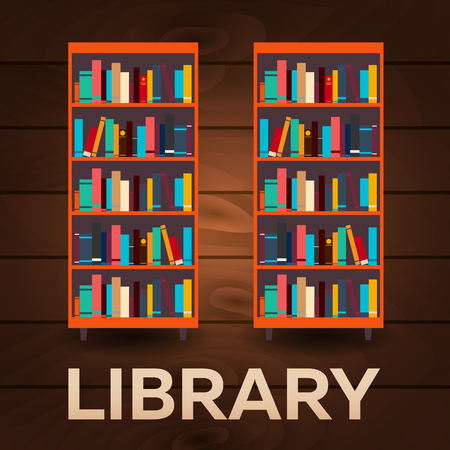Library. Bookcase. Books and Knowledge Vector illustrationのイラスト素材
