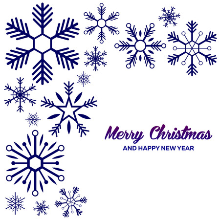 Merry Christmas and Happy New Year. Snowflakes. Vector illustrationのイラスト素材