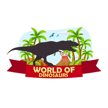 Poster World of dinosaurs. Prehistoric world. T-rex. Jurassic periodのイラスト素材