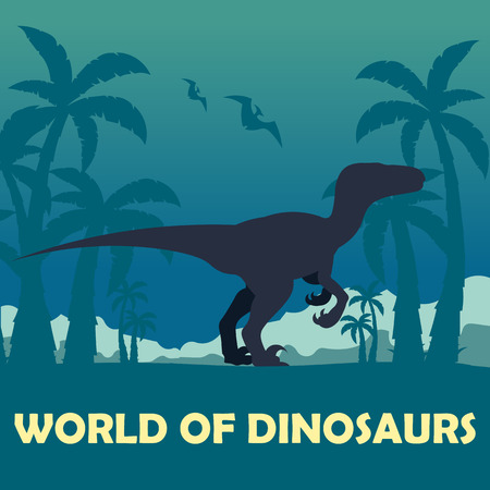 World of dinosaurs. Prehistoric world. Velociraptor. Cretaceous periodのイラスト素材