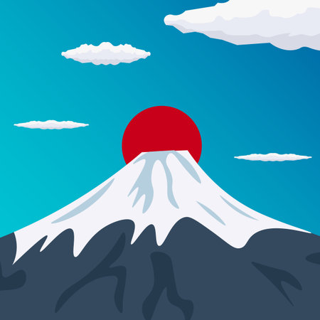 Travel to Japan. Mountain. Vector illustrationのイラスト素材