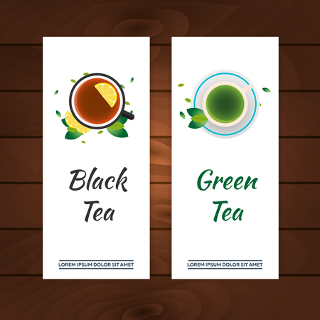 Tea time. Cup of tea with lemon. Wooden background. illustrationのイラスト素材