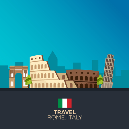 Rome. Travelling illustration. Modern flat design Italy travelのイラスト素材