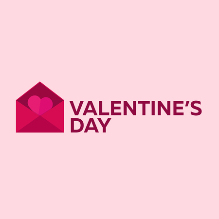 Happy Valentines Day. Pink envelope on pink background. flat illustrationのイラスト素材