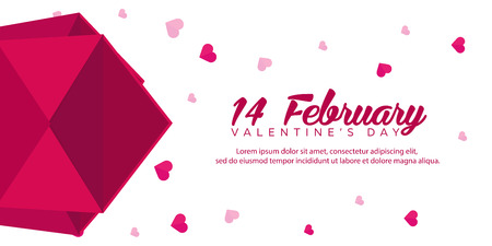 Happy Valentines Day. Pink envelope on pink background. Vector flat illustrationのイラスト素材