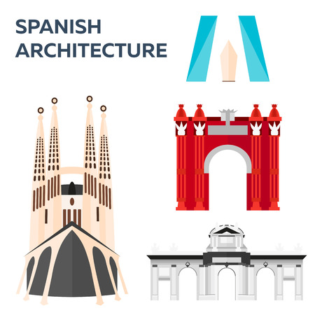 Travel to Spain, Spanich Architecture. Vector illustrationのイラスト素材