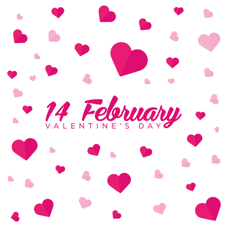 Happy Valentines Day. Background with hearts. Vector flat illustrationのイラスト素材