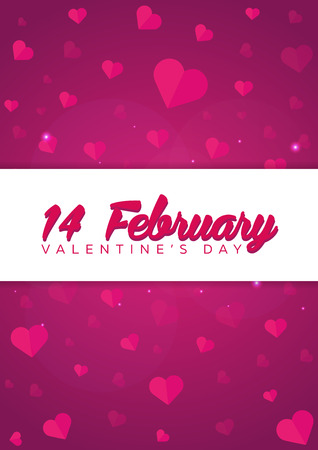 Poster Happy Valentines Day. Background with hearts. Vector flat illustrationのイラスト素材