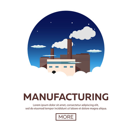 Industrial building factory. Manufacturing. Vector flat illustrationのイラスト素材