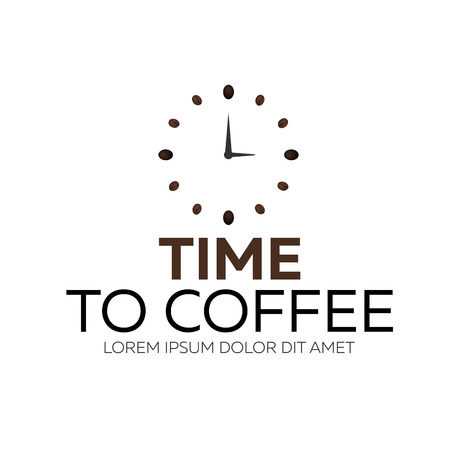 Time to coffee. Coffee watch. Vector flat illustrationのイラスト素材