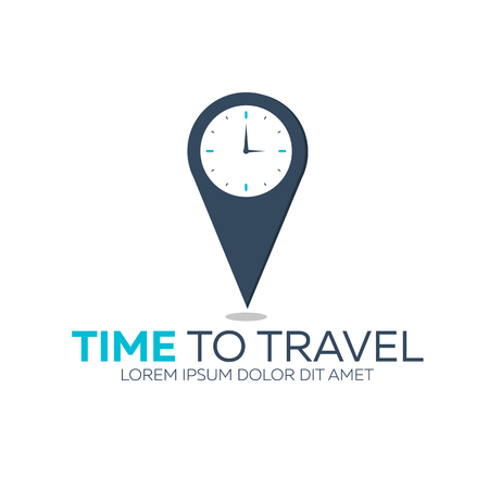 Time to travel. Travel logo. Vector flat illustrationのイラスト素材
