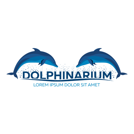 Dolphinarium. Dolphin logo. Banner Vector flat illustrationのイラスト素材