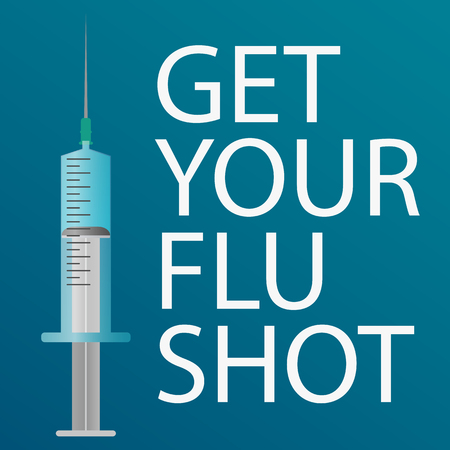 Medical care. Syringe for injection vaccine . Vector flat illustrationのイラスト素材