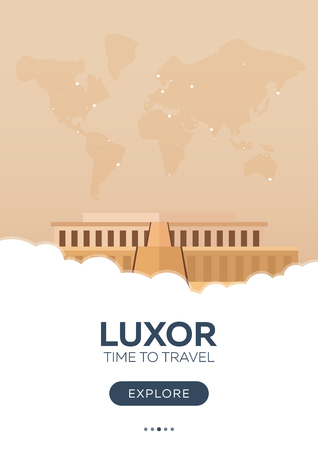 Egypt. Luxor. Time to travel. Travel poster Vector flat illustrationのイラスト素材