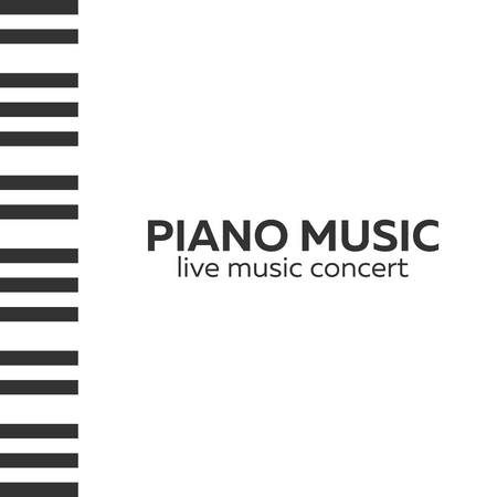 Piano concert poster design. Live music concert. Piano keys. Vector illustrationのイラスト素材