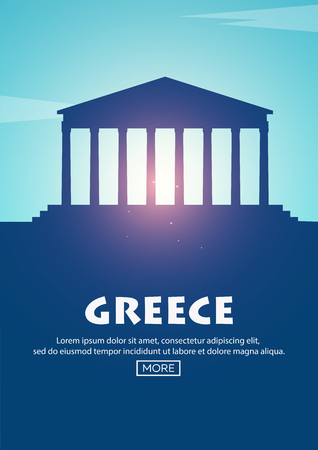 Travel poster to Greece. Landmarks silhouettes. Vector illustrationのイラスト素材