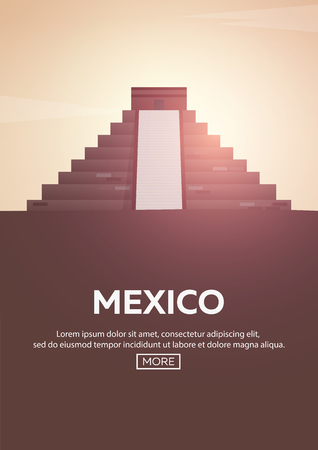 Travel poster to Mexico. Landmarks silhouettes. Vector illustrationのイラスト素材