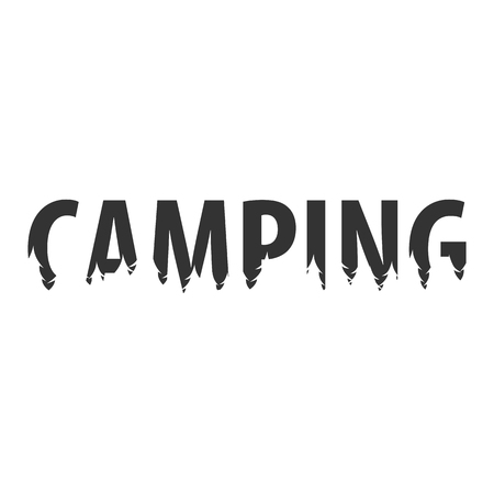 Camping Text or labels with silhouette of forestのイラスト素材