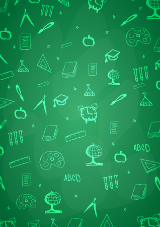 Welcome Back to School banner with different school objectsのイラスト素材