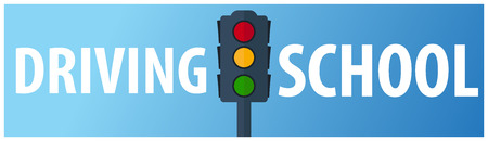 Driving School Banner. Auto Education. The rules of the road. Vector illustrationのイラスト素材
