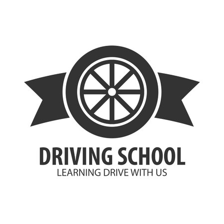 Driving school logo and emblem template. Auto education. Vector illustrationのイラスト素材