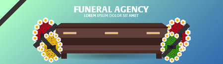 Funeral sevices and Funeral agency banner. Cemetery. Vector illustrationのイラスト素材