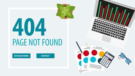 404 Error. Page not found. UI UX template for website. Vector illustration