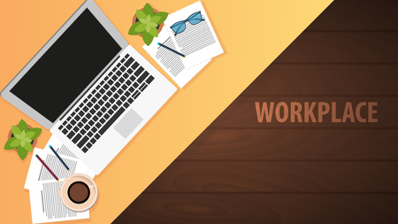 Workplace office, co-working centre, university campus, modern workplace illustration.のイラスト素材