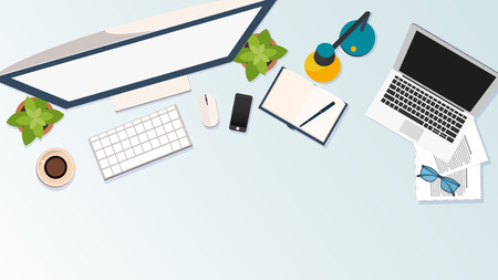 Workplace office, co-working centre, university campus, modern workplaceのイラスト素材