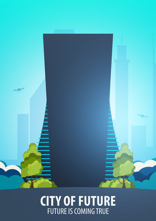 Flat style Modern city houses, building of future.のイラスト素材
