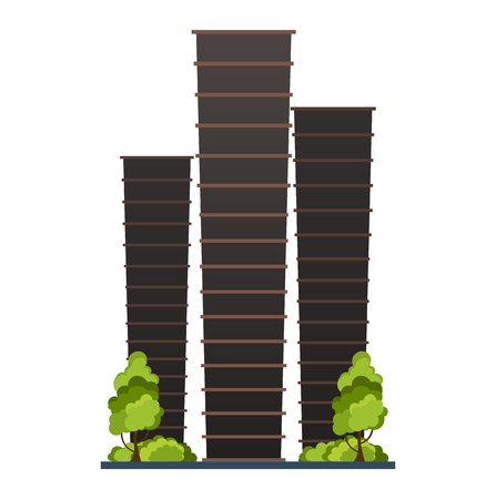 Flat style Modern city houses. Building of future. Architecture of the futureのイラスト素材