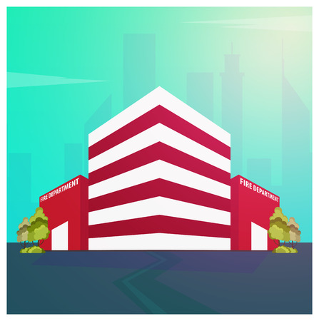 Fire department Modern building in flat style isolated on white backgroundのイラスト素材