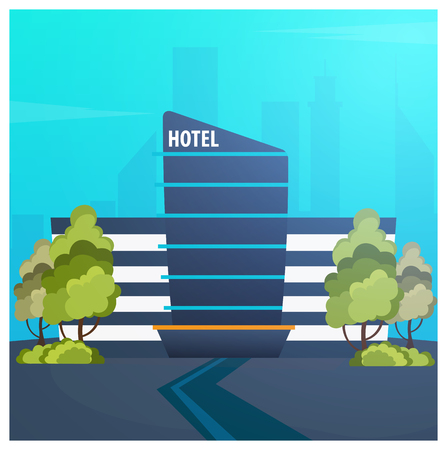 Hotel building. Guest house. Travel and tripのイラスト素材