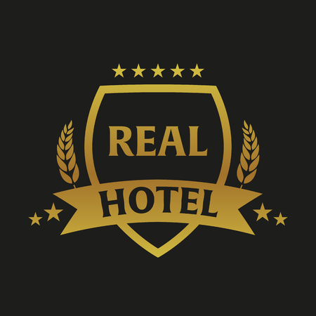 Real Hotel Logo and Emblem. Vector logo illustrationのイラスト素材