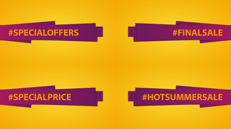 Set of Sale banners. Special price. Discount. Summer sale. Template design with hashtagのイラスト素材