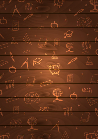 Back to School wooden background. Education banner. Vector illustrationのイラスト素材