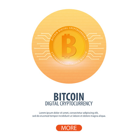 Bitcoin. Digital Cryptocurrency Mining Farm. Technology bannerのイラスト素材