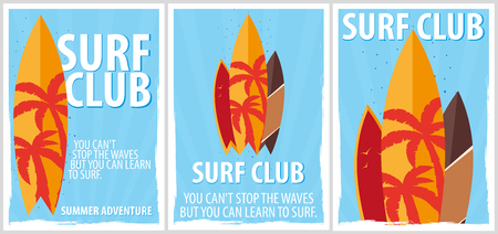 Surfing poster for Surfing Club with surfboards. Vector illustrationのイラスト素材