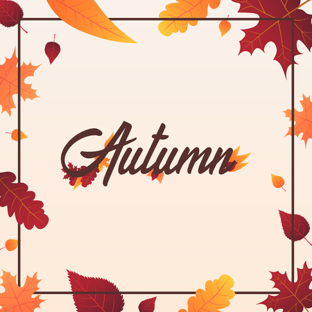 Autumn Background with leaves for shopping sale or promo poster and frame leaflet or web banner. Vector illustration templateのイラスト素材