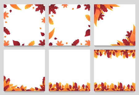 Set of Autumn Background with leaves for shopping sale or promo poster and frame leaflet or web banner. Vector illustration templateのイラスト素材