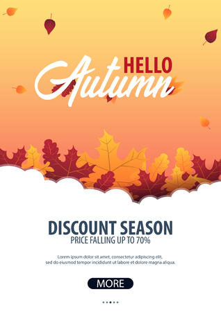 Autumn Background with leaves for shopping sale or promo poster and frame leaflet or web banner. Vector illustration templateのイラスト素材