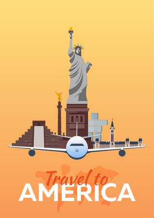 Travel to America, New York. Vector travel illustrationのイラスト素材
